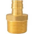 Apollo Valves ExpansionPEX Series Reducing Pipe Adapter, 12 x 34 in, Barb x MNPT, Brass, 200 psi Pressure EPXMA1234